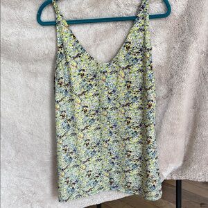 CAbi Floral V-Neck Camisole Tank Top - Yellow Floral large